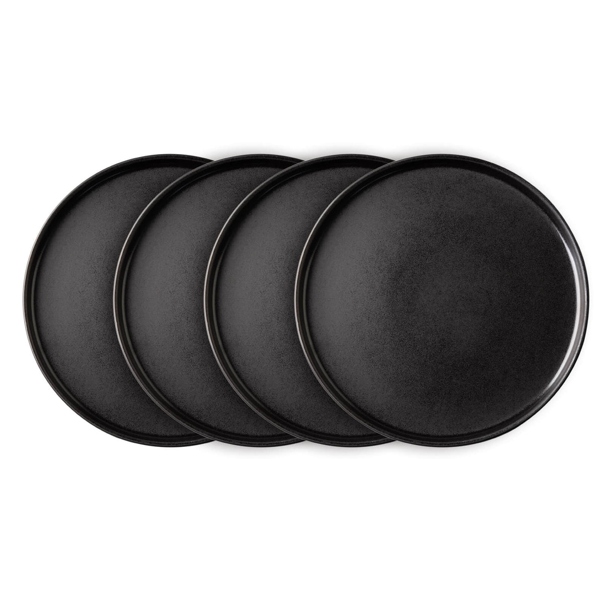 GBHOME Stoneware Dinner Plates Set of 4-Reactive Glaze Matte Black