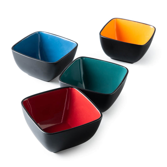 GBhome Cereal Sqaure Bowls Set for Kitchen, 32oz Large Ceramic Soup Salad Bowls Set
